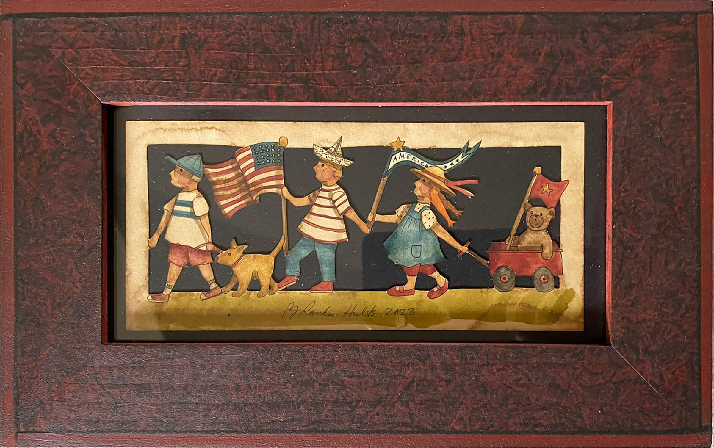 P101-Patriotic Parade 6" X 10" | P.J. Rankin Hults Folk Art
